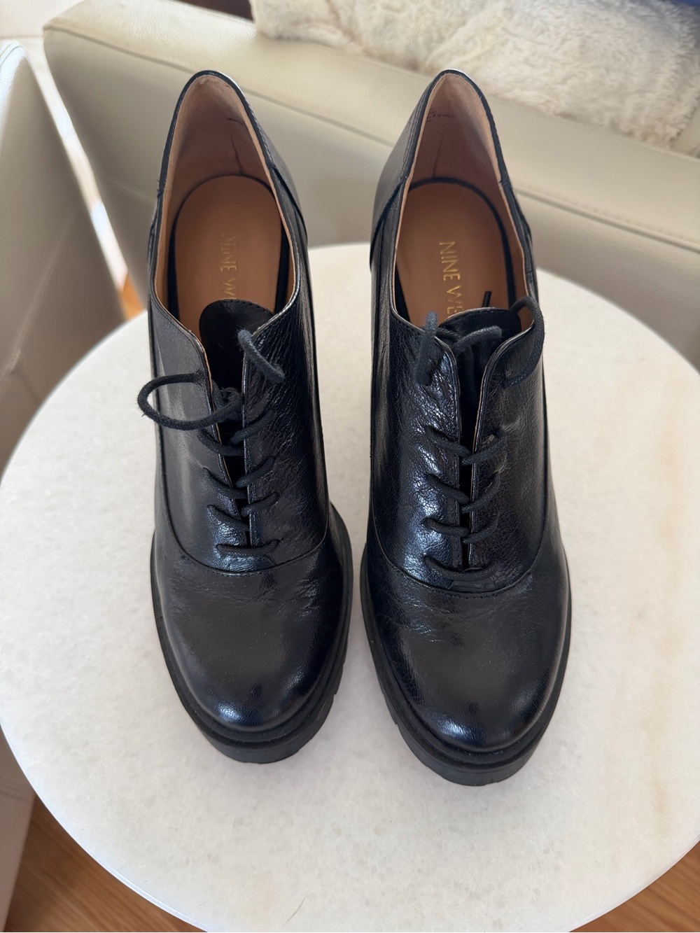 Nine West Black Leather Lace-Up High Heel
Shoes